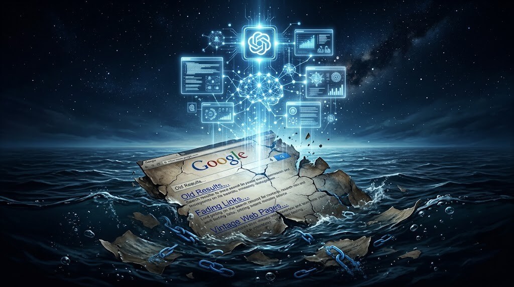 Is SEO Dead in 2026? The Brutal Truth With Real Data (And What to Do Right Now) 1 Is SEO dead in 2026 showing old Google search results fading while AI-powered search rises with glowing holographic data streams